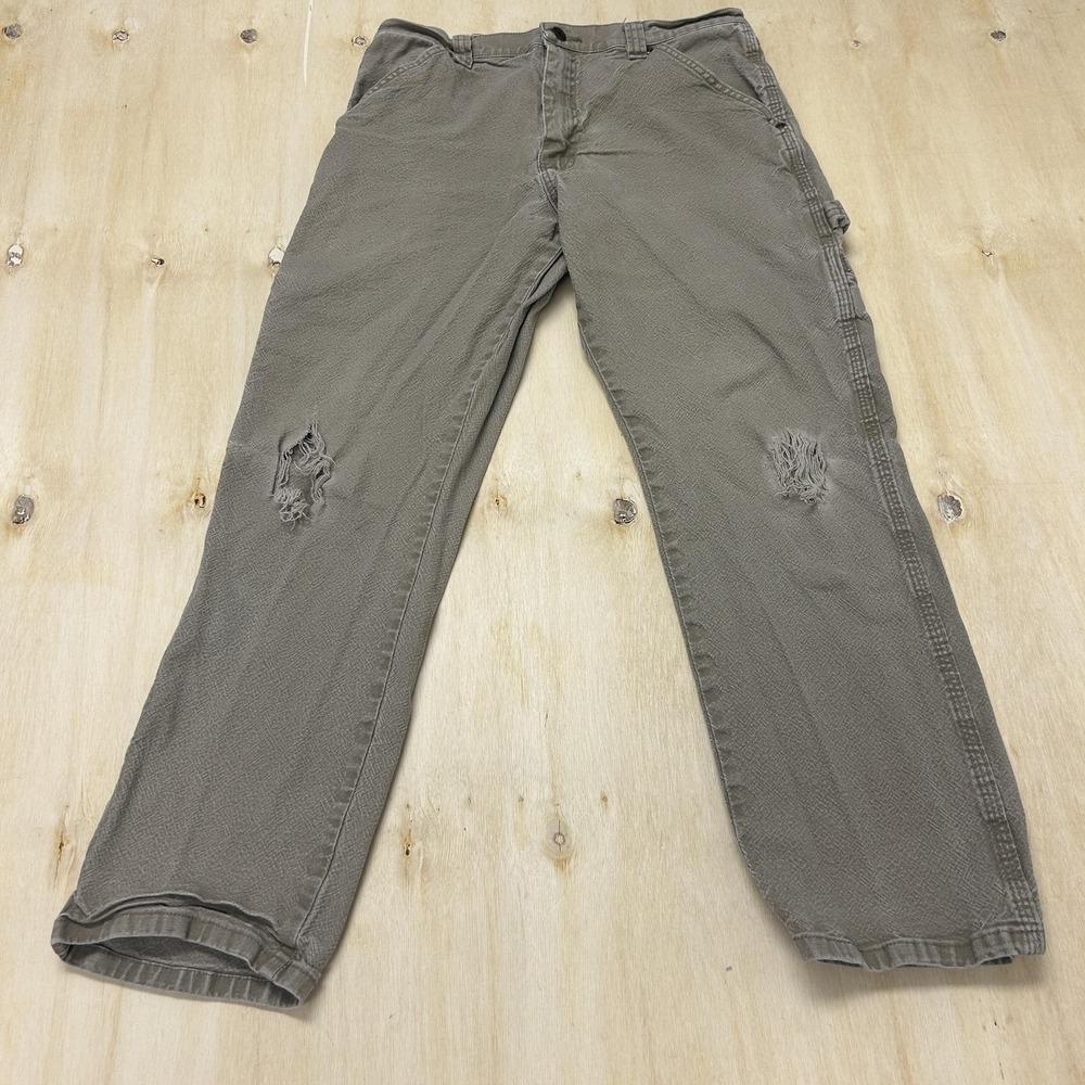 Y2K Wrangler Pants Mens 32x30 Gray Carpenter Relaxed Fit Straight Leg Workwear